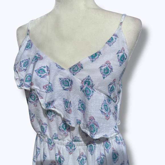 Billabong High Low Ruffle Cotton Maxi Dress Size Large Summer Vacation Boho - Picture 7 of 9